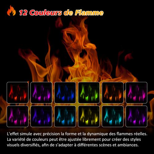 23'' Cheminée Électrique, 1000/2000W, Flamme 3D, Meuble Incluse