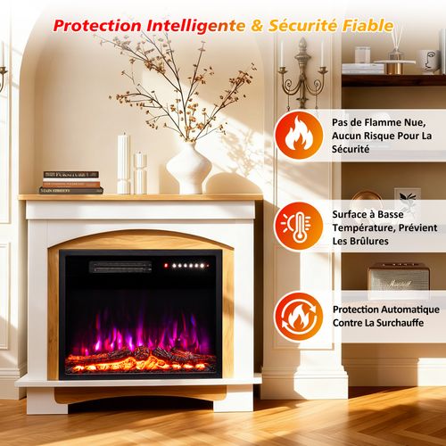 23'' Cheminée Électrique, 1000/2000W, Flamme 3D, Meuble Incluse
