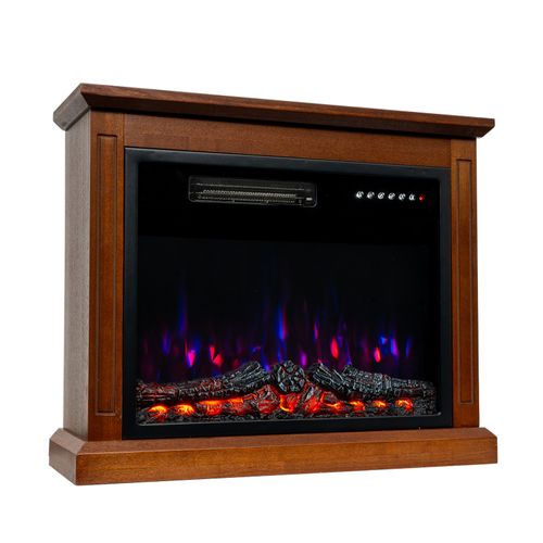 23'' Cheminée Électrique, 1000/2000W, Flamme 3D, Meuble Incluse en marron