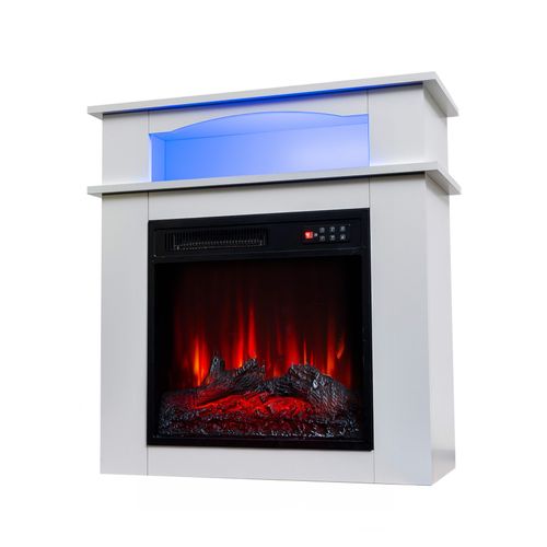18'' Cheminée Électrique, 900/1800W, Flamme 3D, Bandeau LED, Meuble Incluse