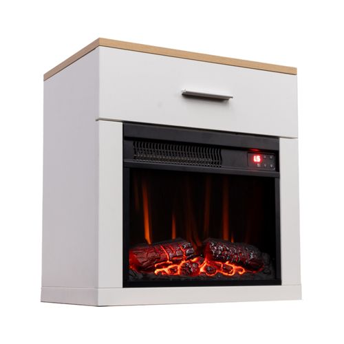 14'' Cheminée Électrique, 1000W, Flamme 3D, Table de Chevet Incluse