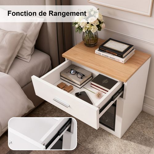 14'' Cheminée Électrique, 1000W, Flamme 3D, Table de Chevet Incluse