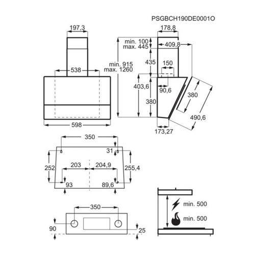 Hotte décorative inclinée 60 cm - Lfv426y