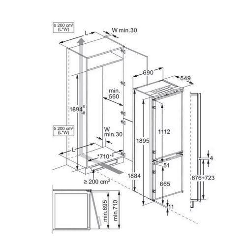 Réfrigérateur Combiné Intégrable à Glissières 376l - Knr7te75s