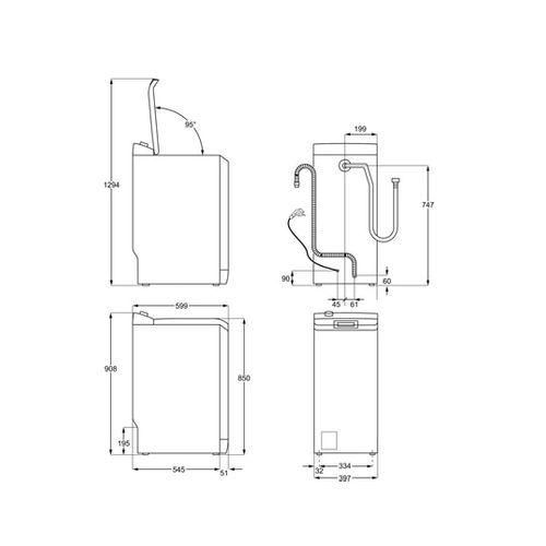 Lave-linge Top 40cm 6kg 1300 Tours/min - Ew7t3632pa