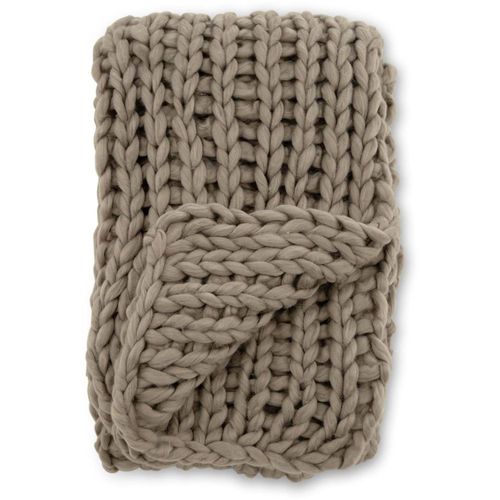 Jeté De Canapé Grosse Maille En Polyester Kate 170 X 130 Cm Marron