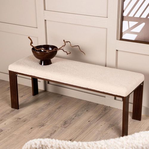 Banc En Tissu Polaire "chester" 120cm Blanc