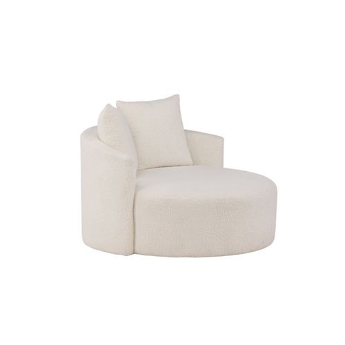 Fauteuil Rond Tissu Bouclette "kelso" 120cm Blanc