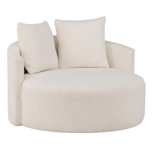 Fauteuil Rond Tissu Bouclette "kelso" 120cm Blanc