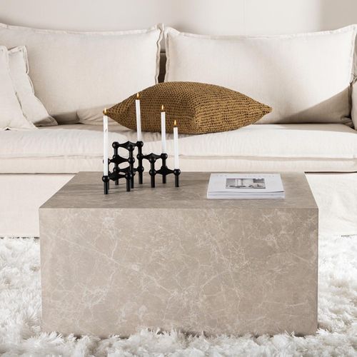 Table Basse Imitation Marbre "york" 80cm Beige