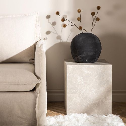 Table D'appoint Imitation Marbre "york" 45cm Beige