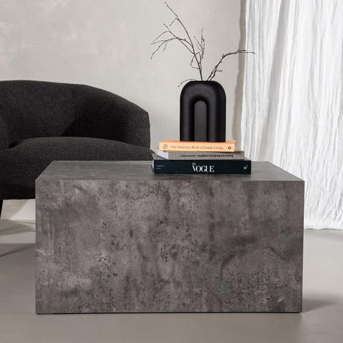 Table Basse Imitation Marbre "york" 80cm Gris Foncé