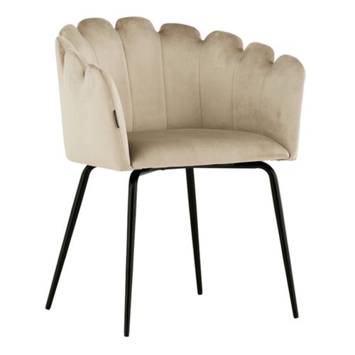 Chaise En Velours "limhamn" 76cm Beige