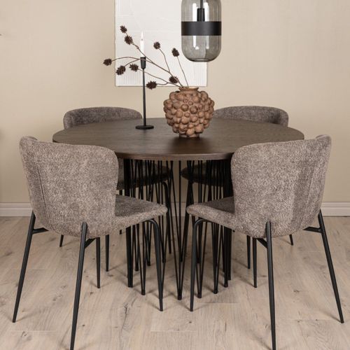 Table à Manger Ronde Design "stone" 120cm Marron