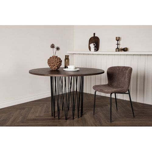 Table à Manger Ronde Design "stone" 120cm Marron