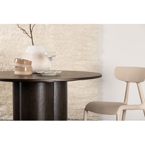 Table à Manger Ronde "olivia" 110cm Marron Foncé