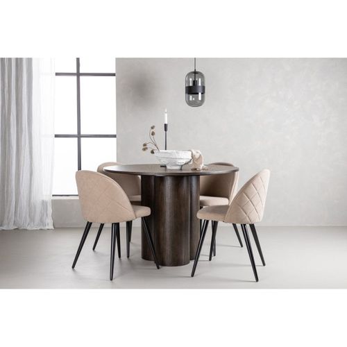 Table à Manger Ronde "olivia" 110cm Marron Foncé