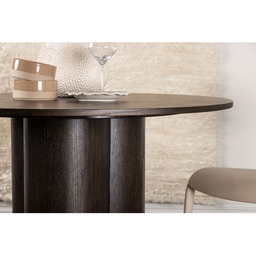 Table à Manger Ronde "olivia" 110cm Marron Foncé