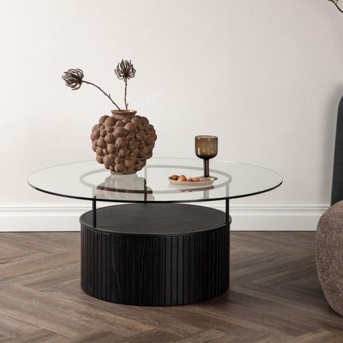 Table Basse En Verre "bovall" 90cm Noir
