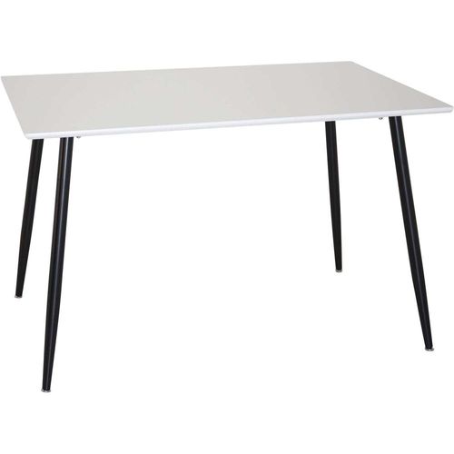Table De Repas En Mdf Et Acier 120 X 80 Cm Polar Blanc Avec Pieds Noirs