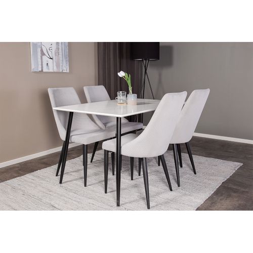 Table De Repas En Mdf Et Acier 120 X 80 Cm Polar Blanc Avec Pieds Noirs