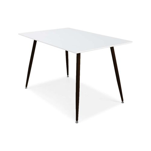 Table De Repas En Mdf Et Acier 120 X 80 Cm Polar Blanc Avec Pieds Noirs