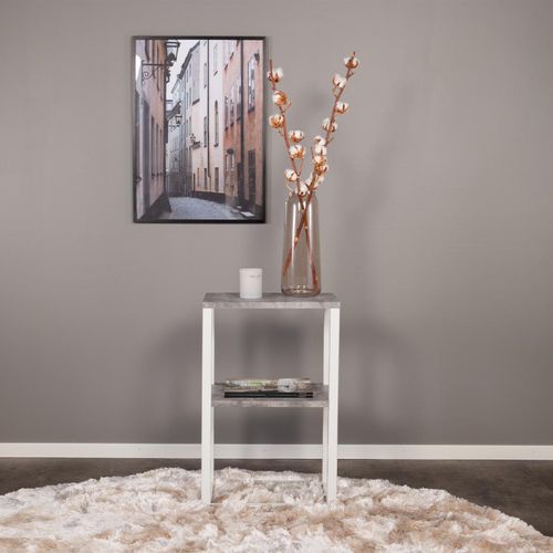 Table De Chevet Double "rise" 70cm Gris et Blanc