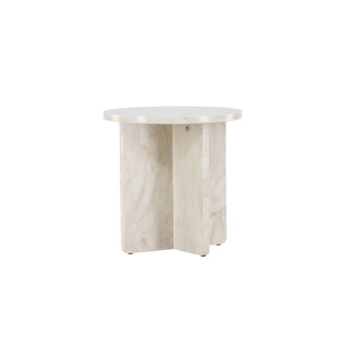 Table D'appoint Effet Marbre "alesund" 50cm Beige