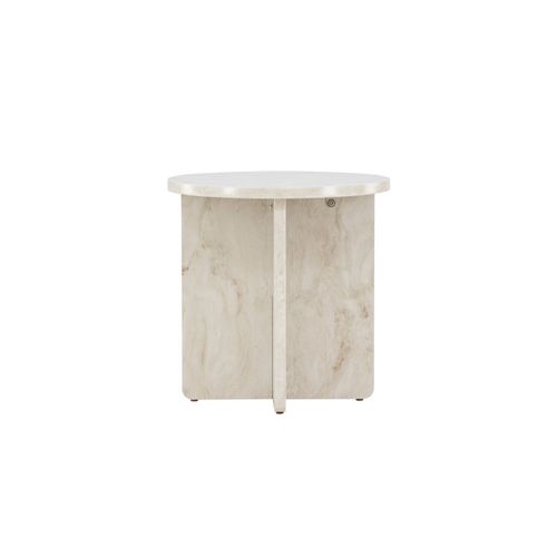 Table D'appoint Effet Marbre "alesund" 50cm Beige