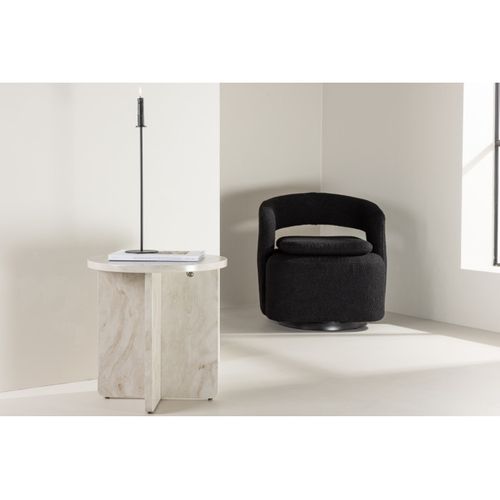 Table D'appoint Effet Marbre "alesund" 50cm Beige