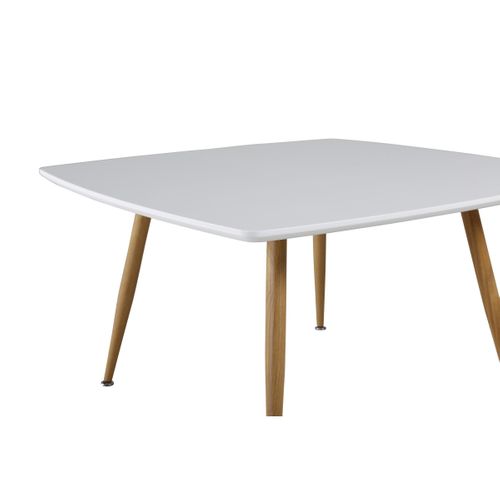 Table Basse Design "plaza" 80cm Blanc et Naturel