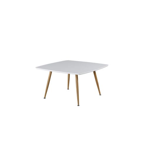 Table Basse Design "plaza" 80cm Blanc et Naturel