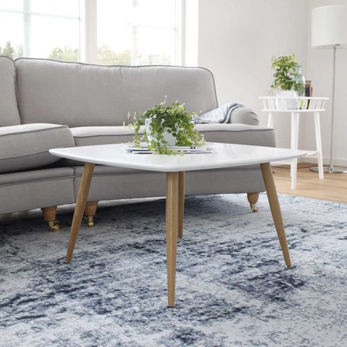 Table Basse Design "plaza" 80cm Blanc et Naturel