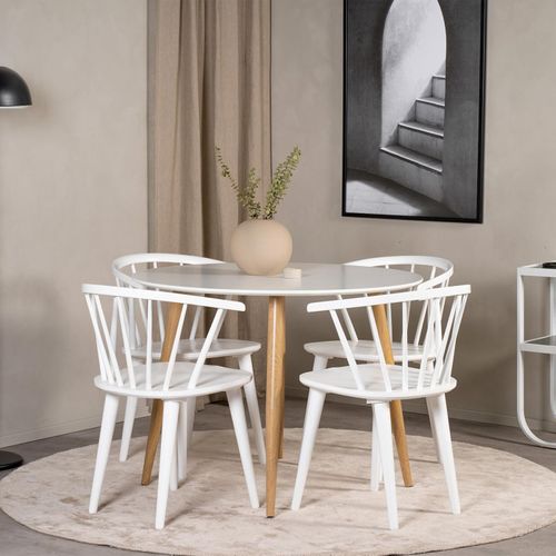 Table à Manger Ronde "plaza" 100cm Blanc et Naturel