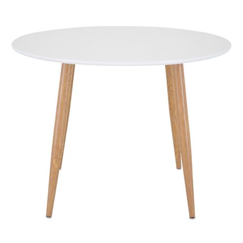 Table à Manger Ronde "plaza" 100cm Blanc et Naturel