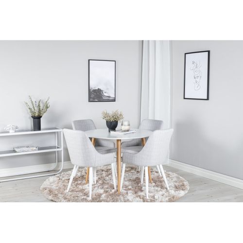 Table à Manger Ronde "plaza" 100cm Blanc et Naturel