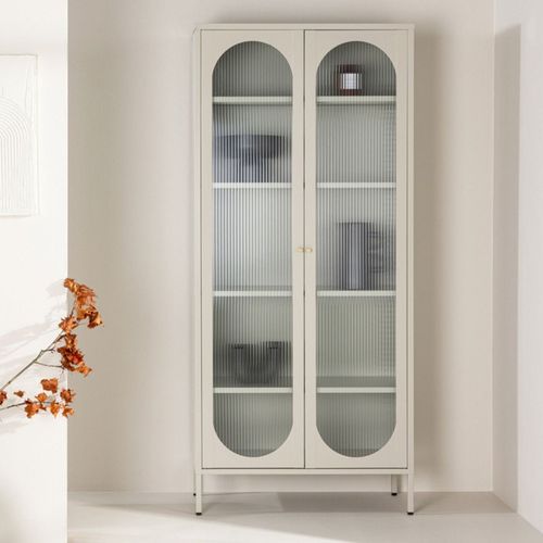 Vitrine Design En Métal "lima" 180cm Beige