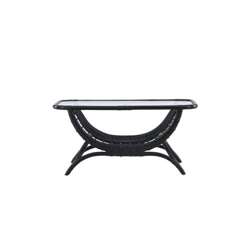 Table Basse De Jardin En Rotin "moana" 95cm Noir