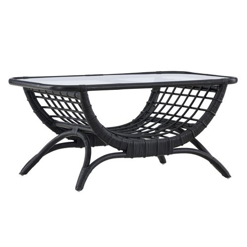 Table Basse De Jardin En Rotin "moana" 95cm Noir