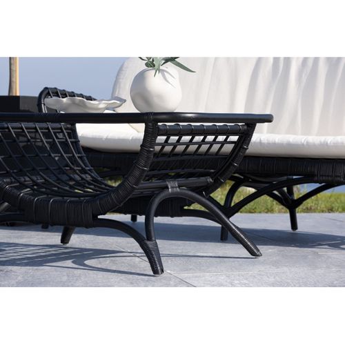 Table Basse De Jardin En Rotin "moana" 95cm Noir