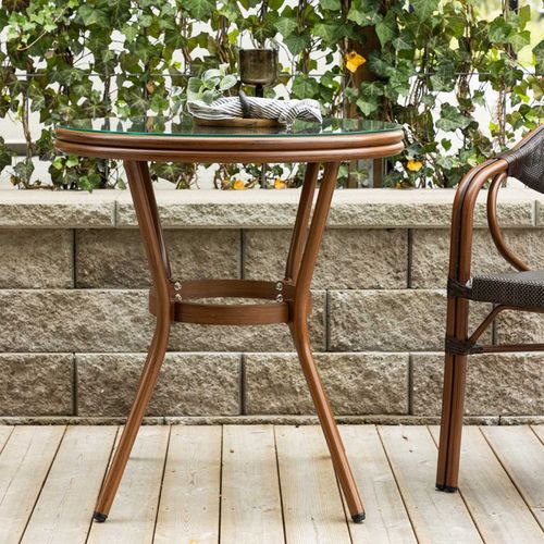 Table De Jardin En Verre "loures" 75cm Marron