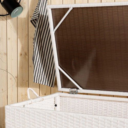 Coffre De Rangement Extérieur En Résine Tressée London Blanc