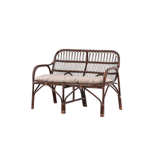 Canapé De Jardin 2 Places En Rotin "nella" 129cm Noyer