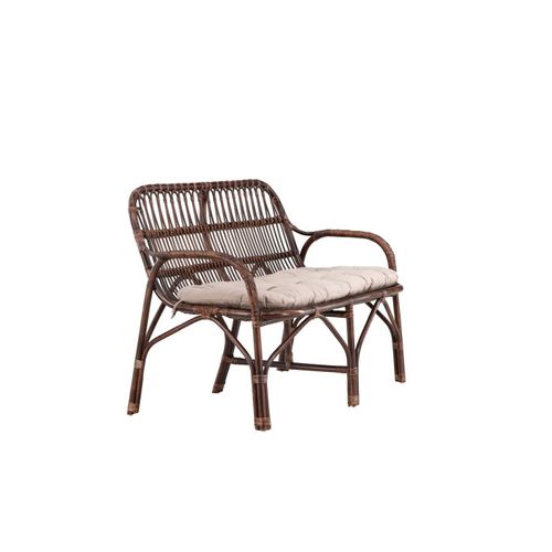 Canapé De Jardin 2 Places En Rotin "nella" 129cm Noyer