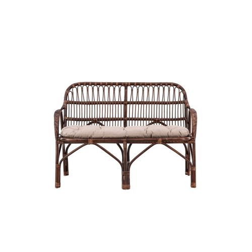 Canapé De Jardin 2 Places En Rotin "nella" 129cm Noyer