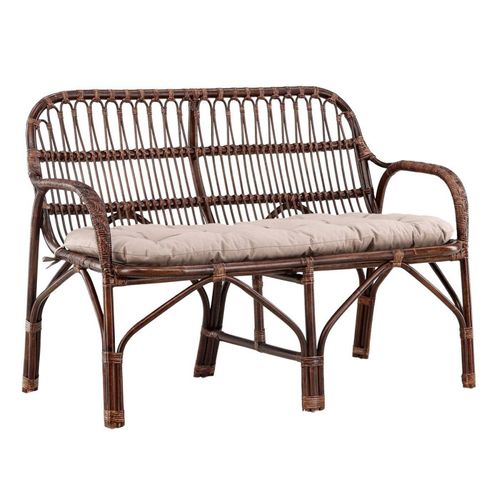 Canapé De Jardin 2 Places En Rotin "nella" 129cm Noyer