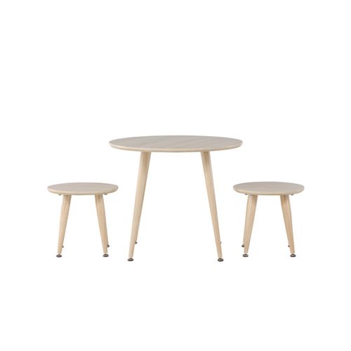 Table et 2 Tabourets Enfant "kids" 60cm Naturel