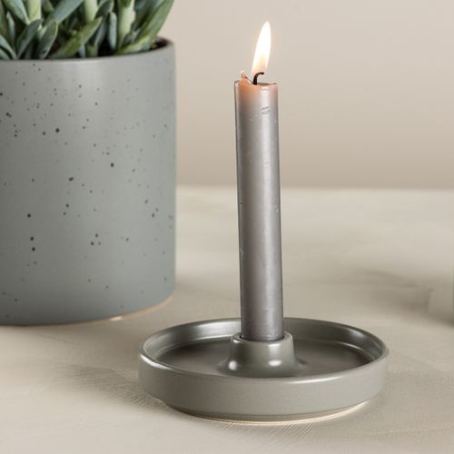 Bougeoir Design En Céramique "bette" 13cm Gris