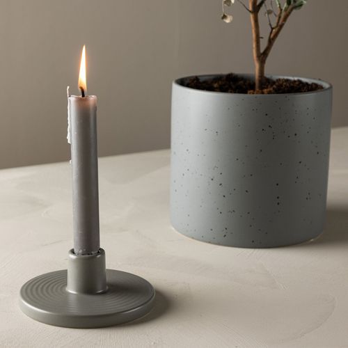 Bougeoir En Céramique "bette" 12cm Gris