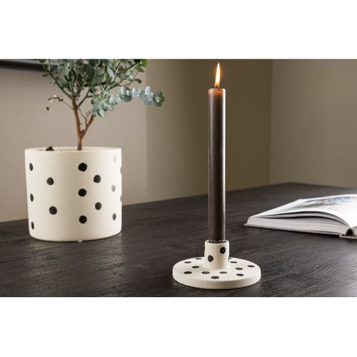 Bougeoir En Céramique "bette" 12cm Blanc et Noir